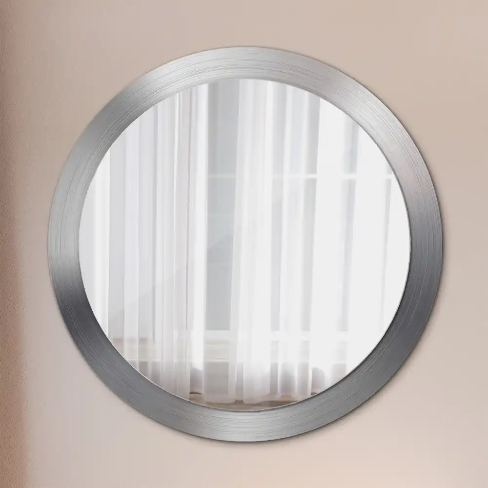 Miroir rond cadre avec impression imitation métal