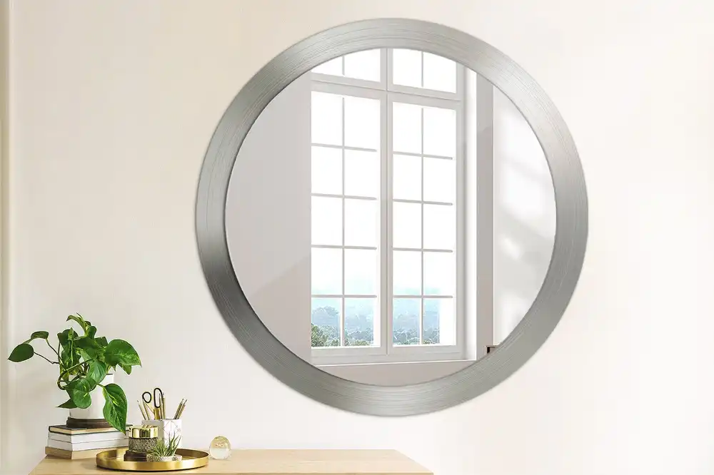 Miroir rond cadre avec impression imitation métal