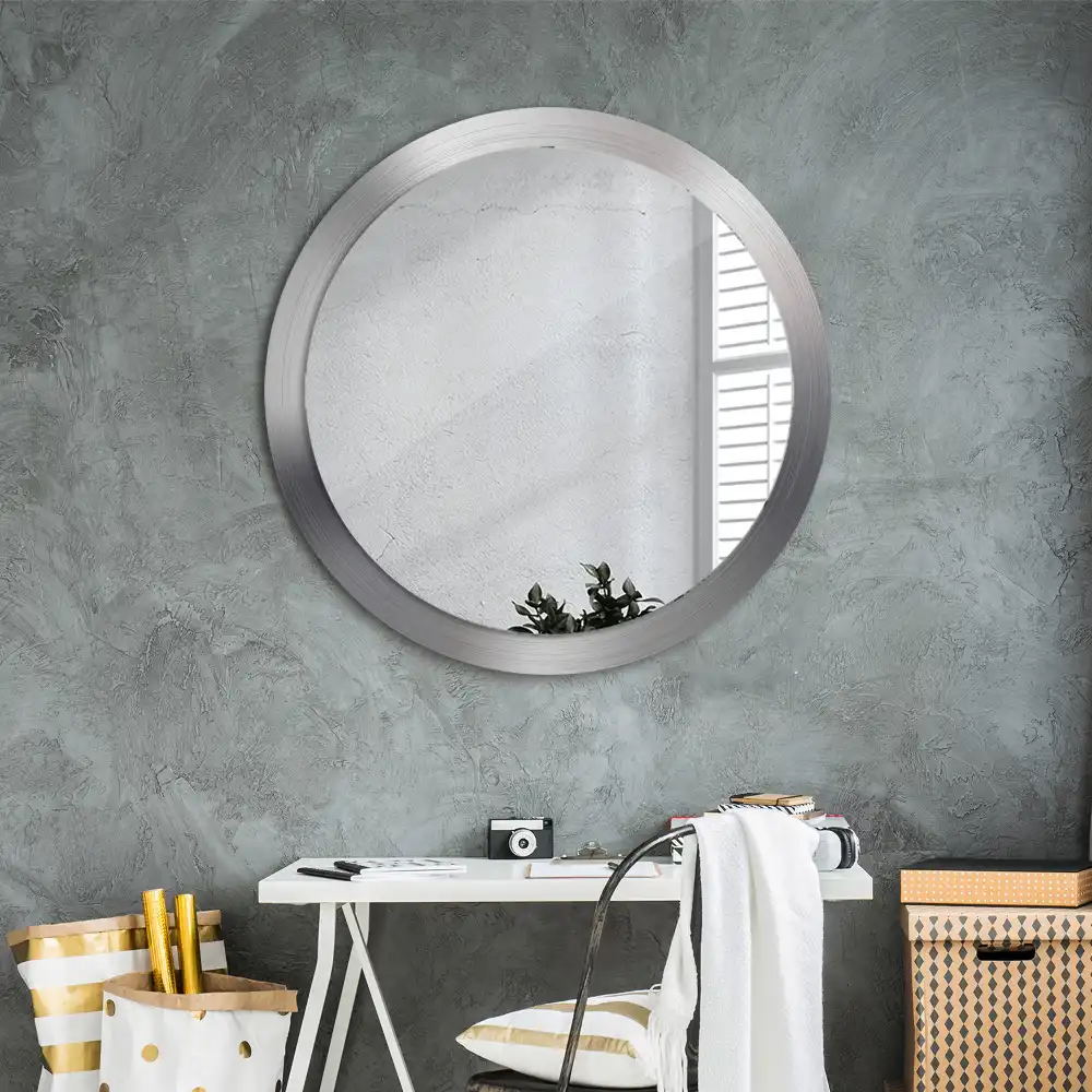 Miroir rond cadre avec impression imitation métal