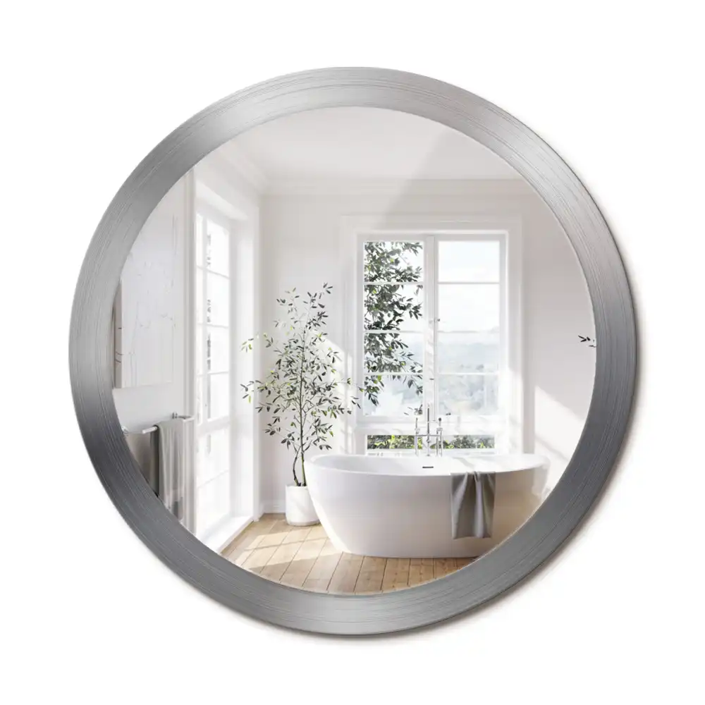 Miroir rond cadre avec impression imitation métal