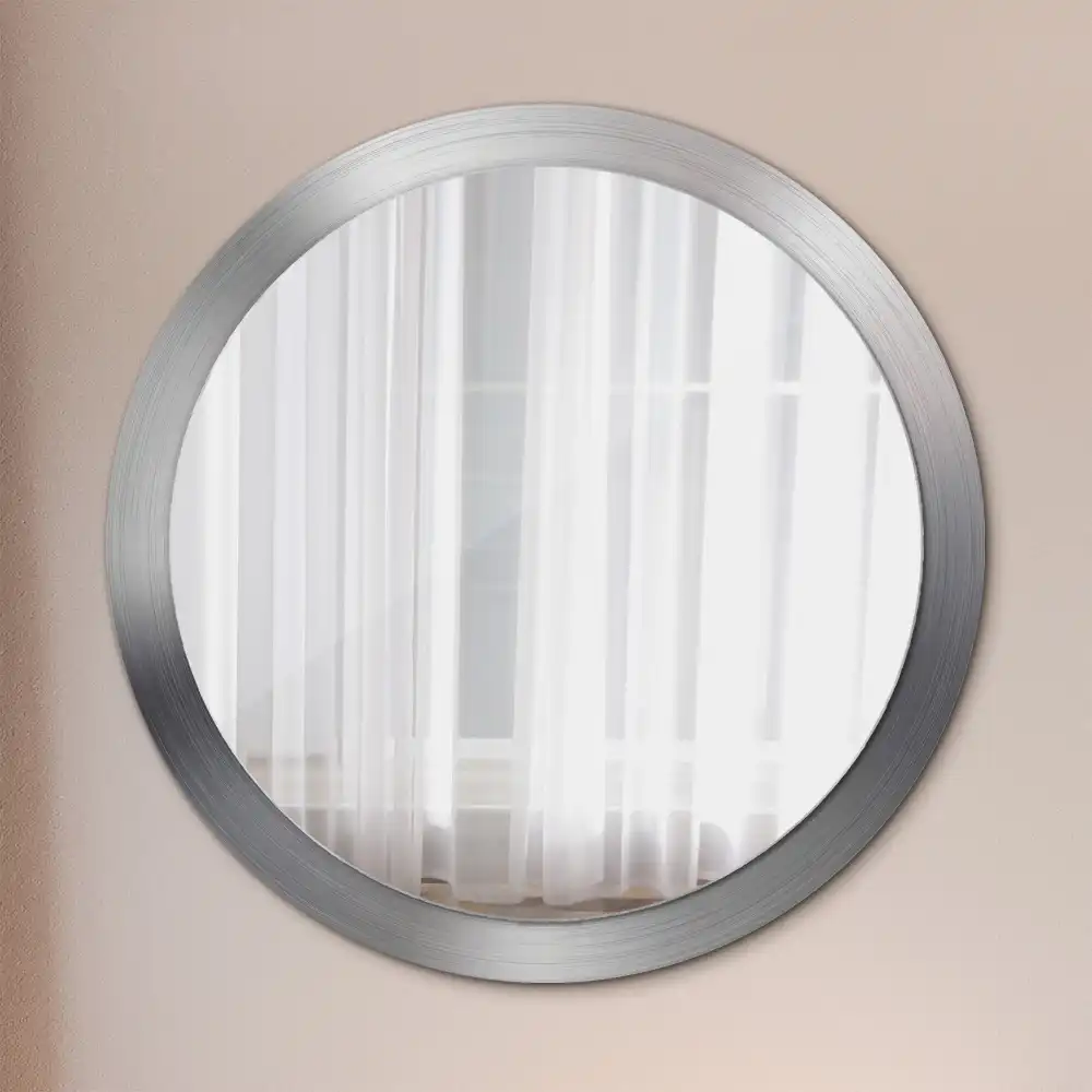 Miroir rond cadre avec impression imitation métal