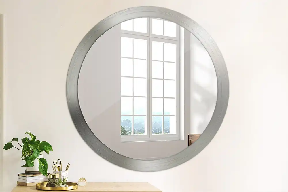 Miroir rond cadre avec impression imitation métal