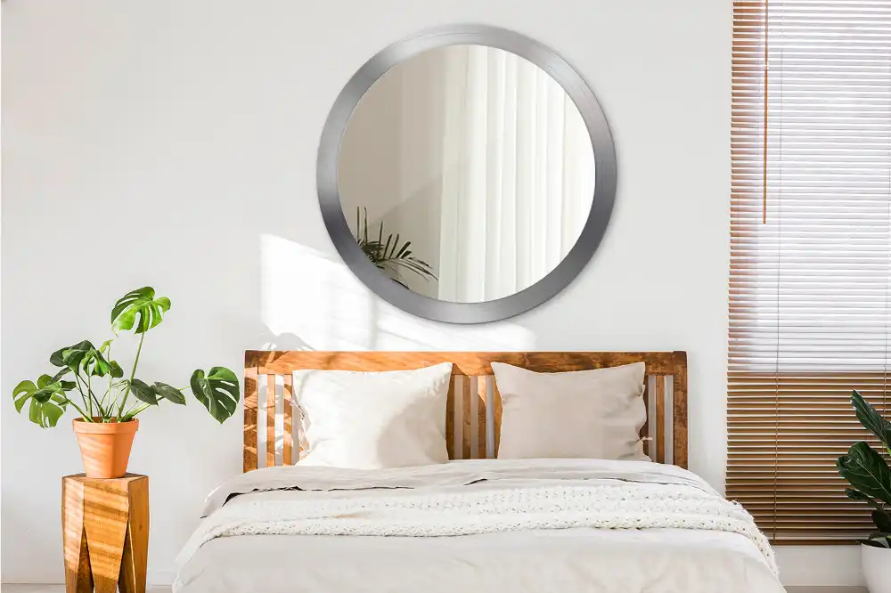 Miroir rond cadre avec impression imitation métal