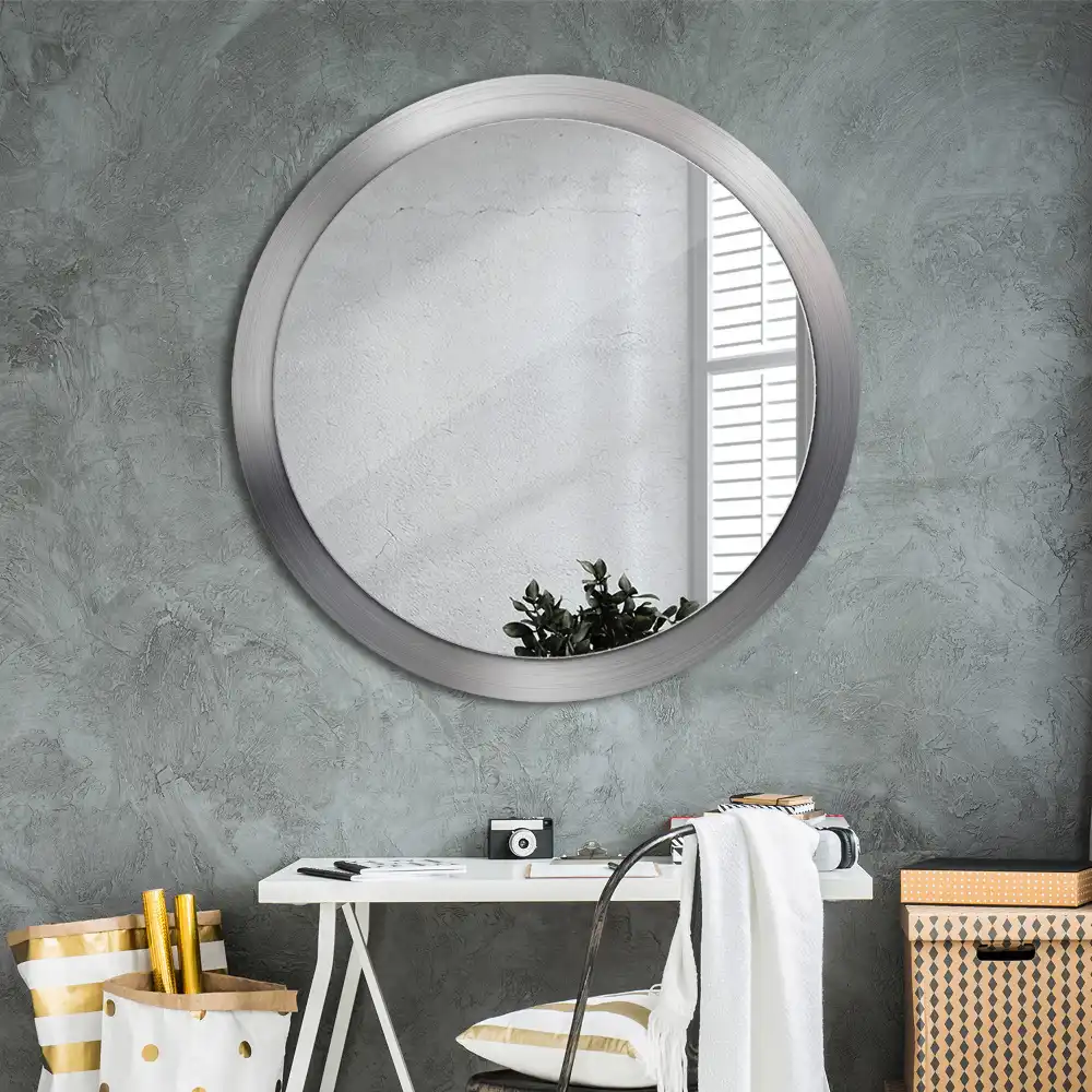Miroir rond cadre avec impression imitation métal