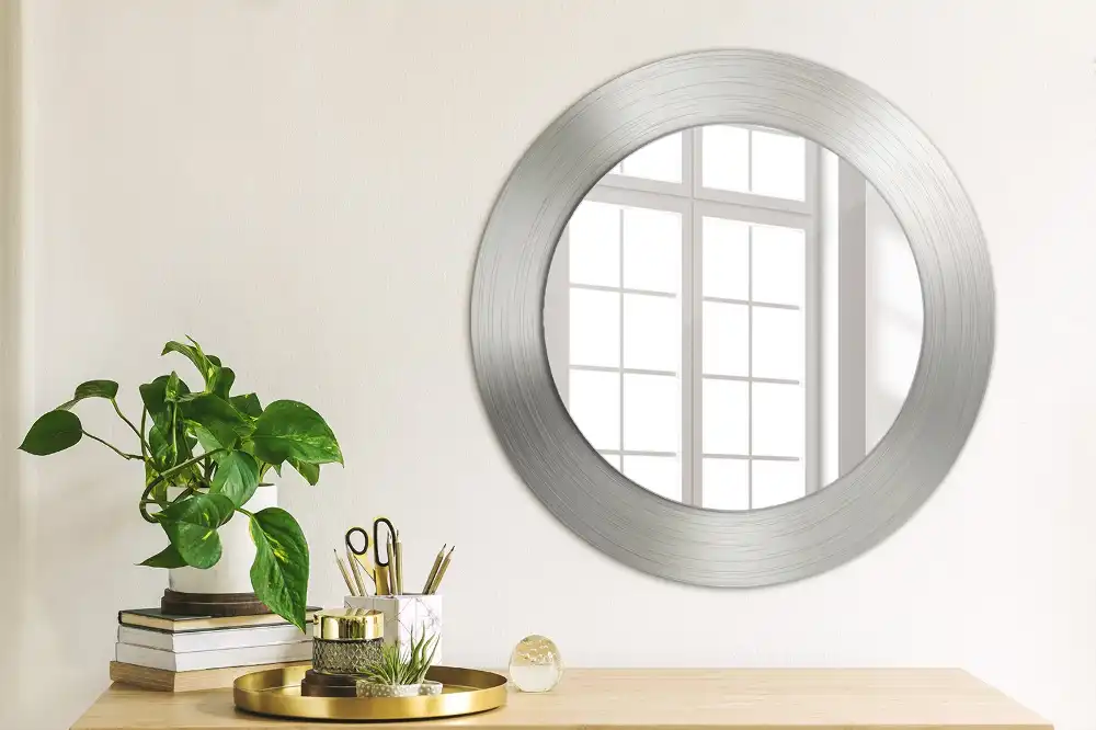 Miroir rond cadre avec impression imitation métal