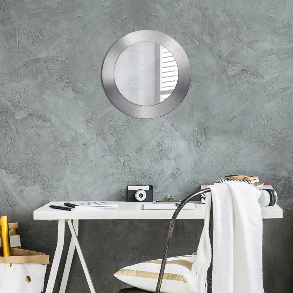 Miroir rond cadre avec impression imitation métal