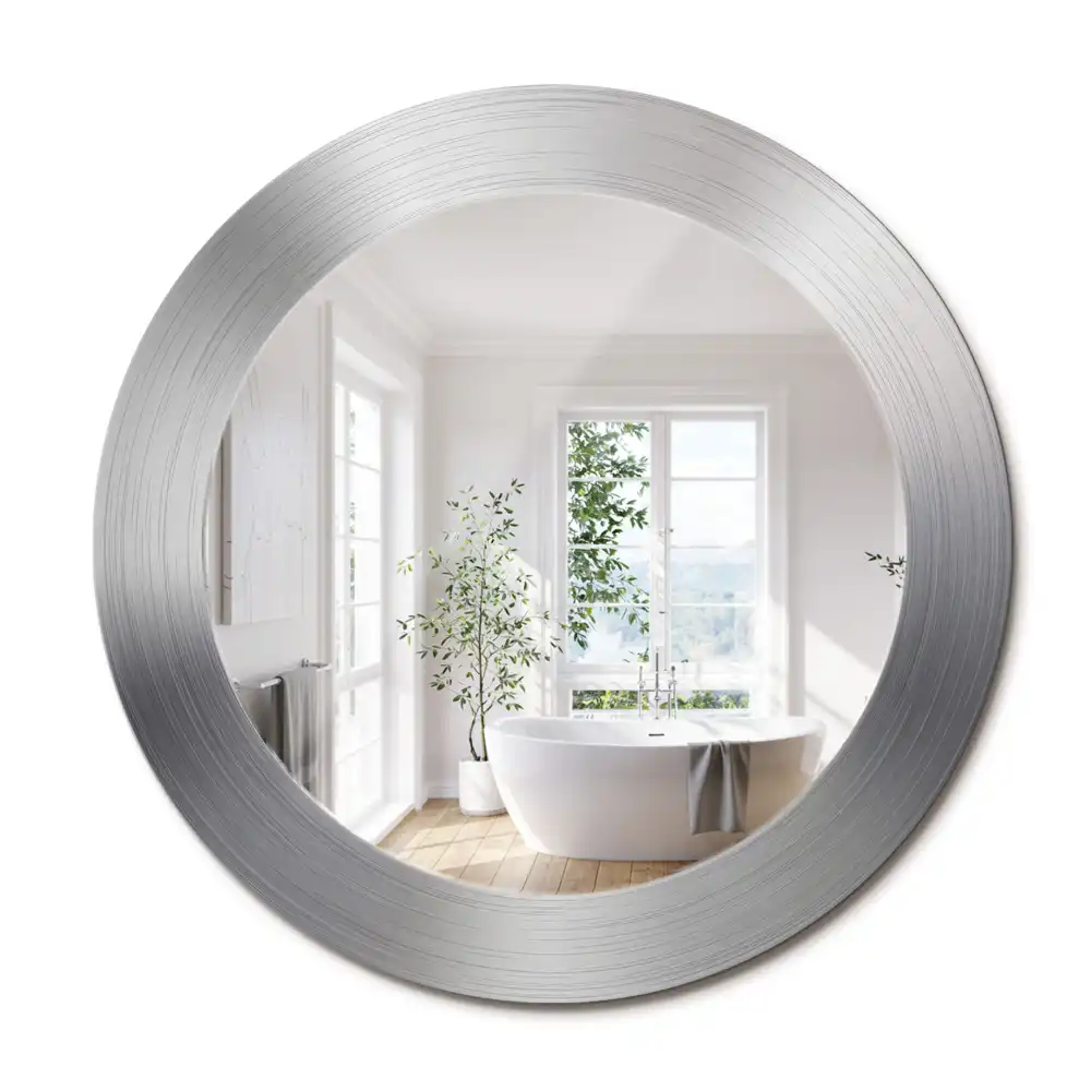 Miroir rond cadre avec impression imitation métal
