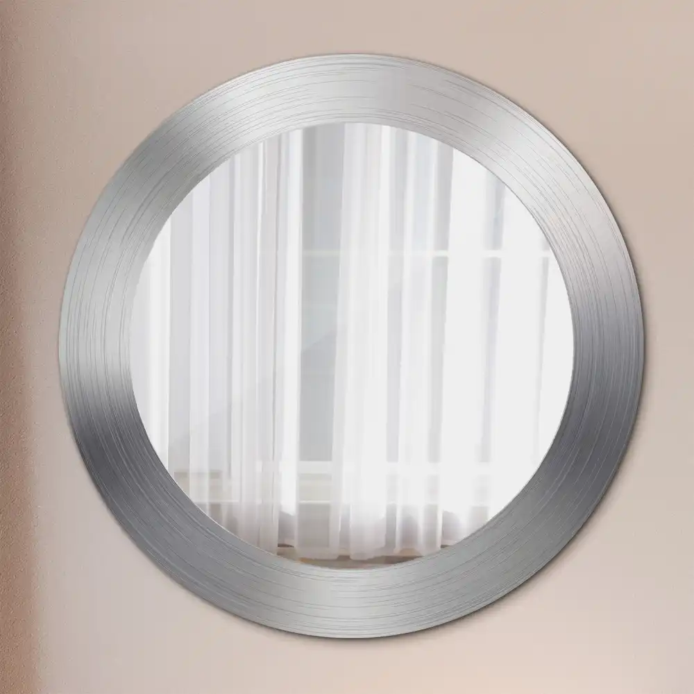 Miroir rond cadre avec impression imitation métal