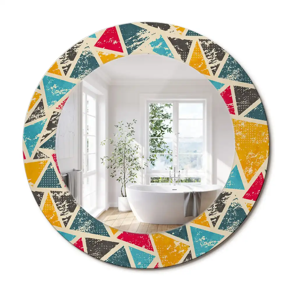 Miroir rond avec décoration composition rétro