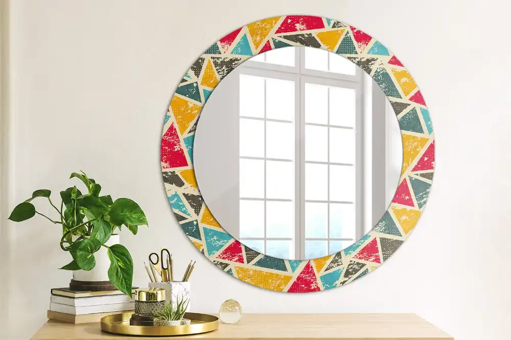 Miroir rond avec décoration composition rétro