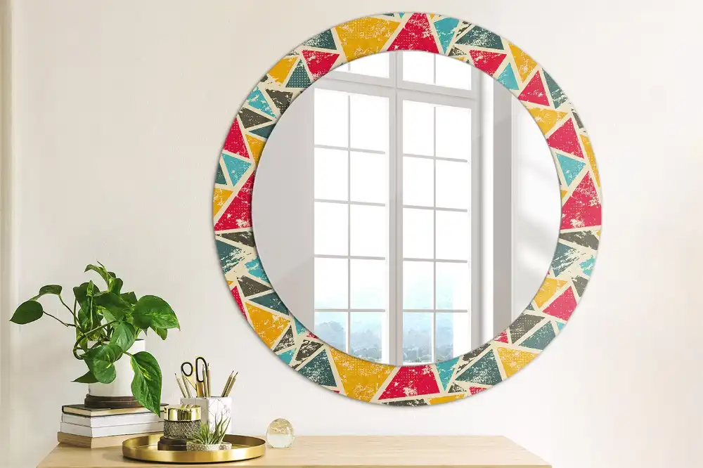 Miroir rond avec décoration composition rétro