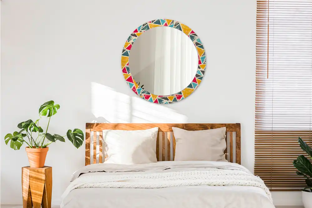 Miroir rond avec décoration composition rétro