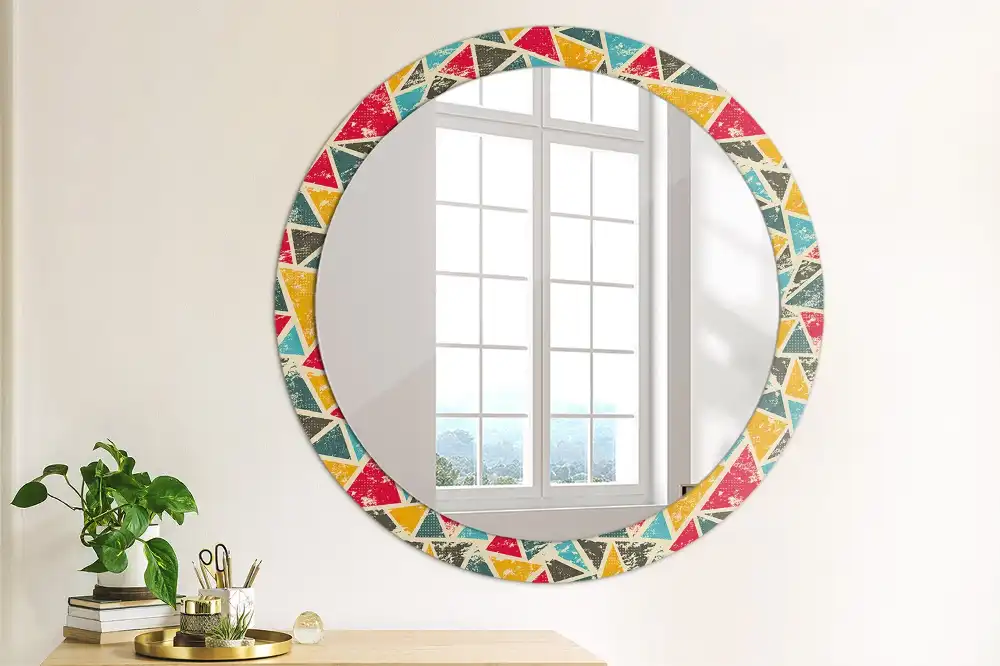 Miroir rond avec décoration composition rétro