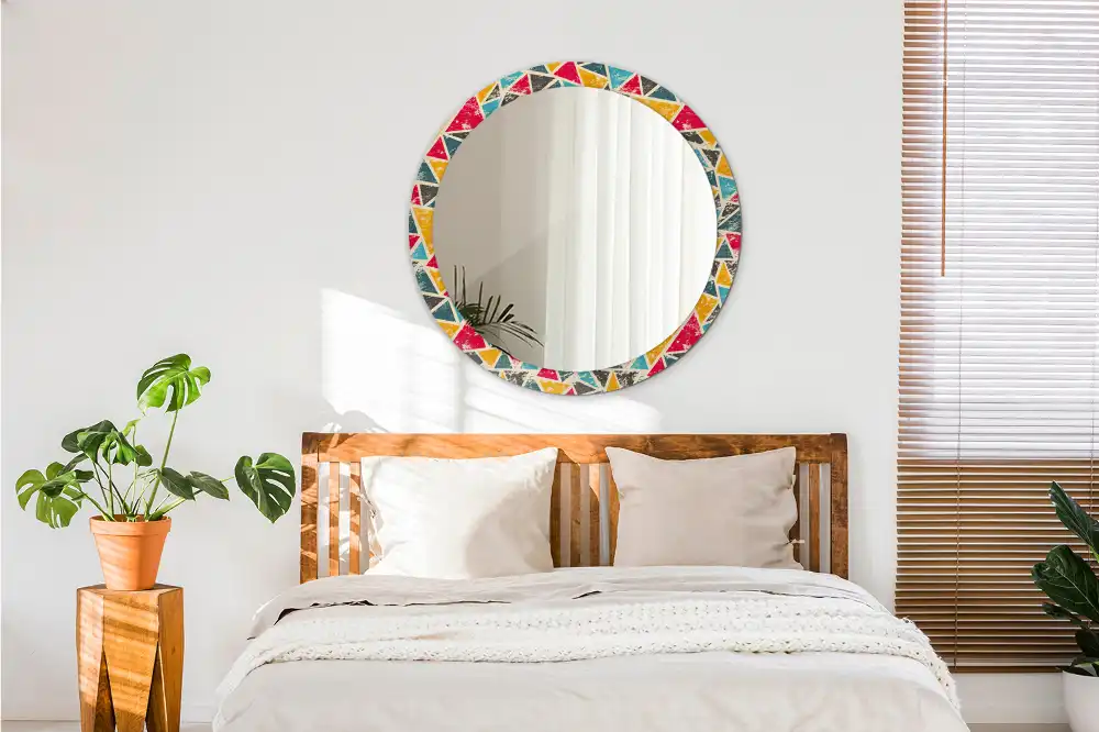 Miroir rond avec décoration composition rétro