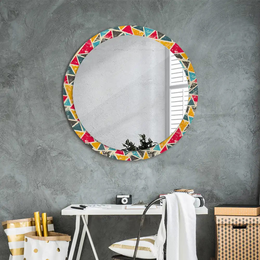 Miroir rond avec décoration composition rétro