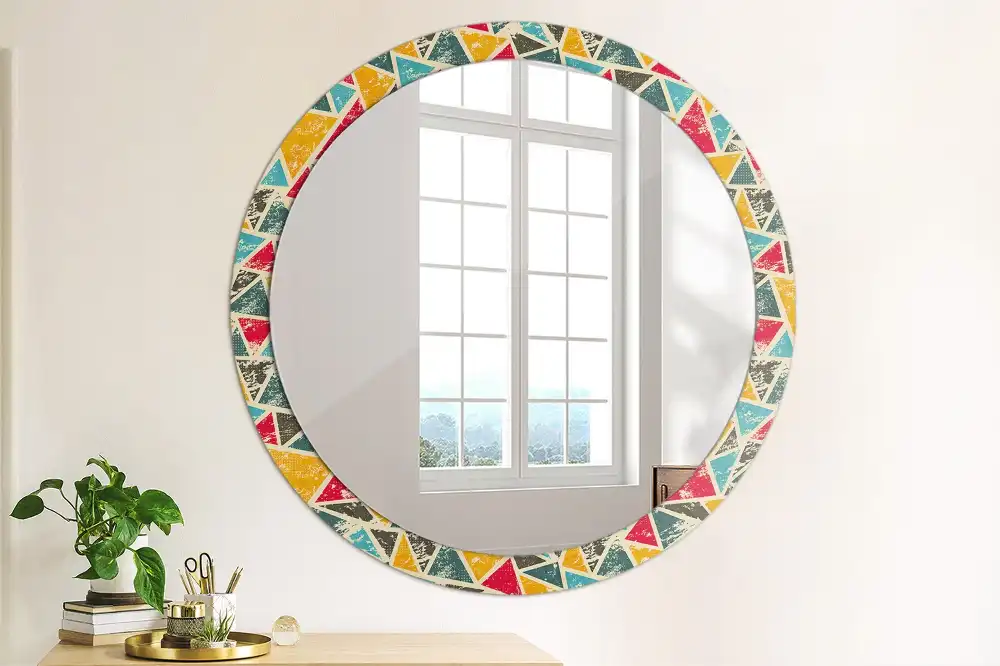 Miroir rond avec décoration composition rétro