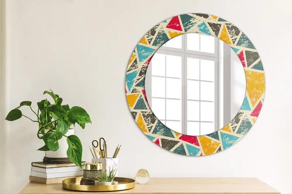 Miroir rond avec décoration composition rétro