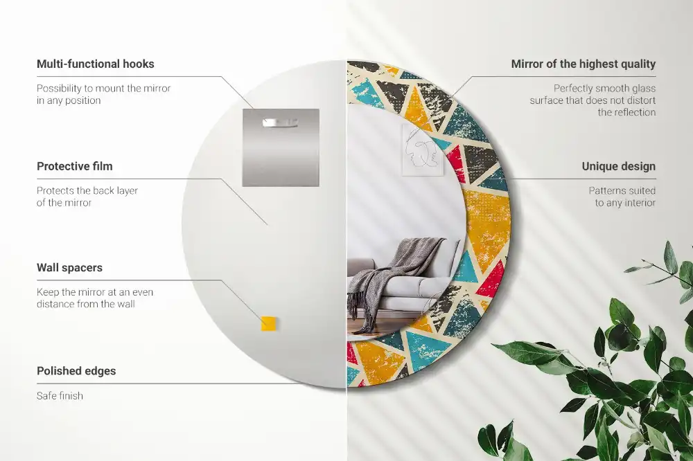 Miroir rond avec décoration composition rétro