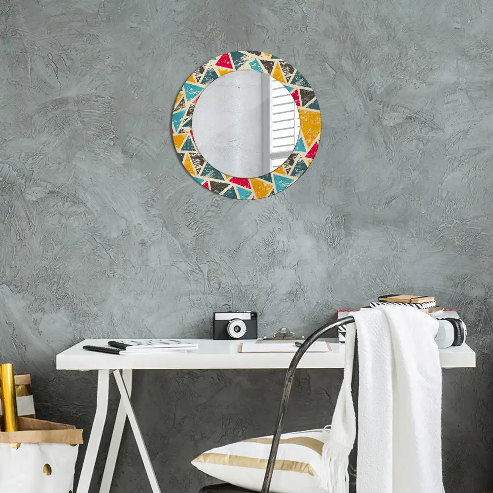 Miroir rond avec décoration composition rétro