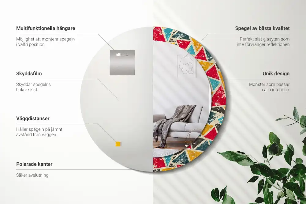 Miroir rond avec décoration composition rétro