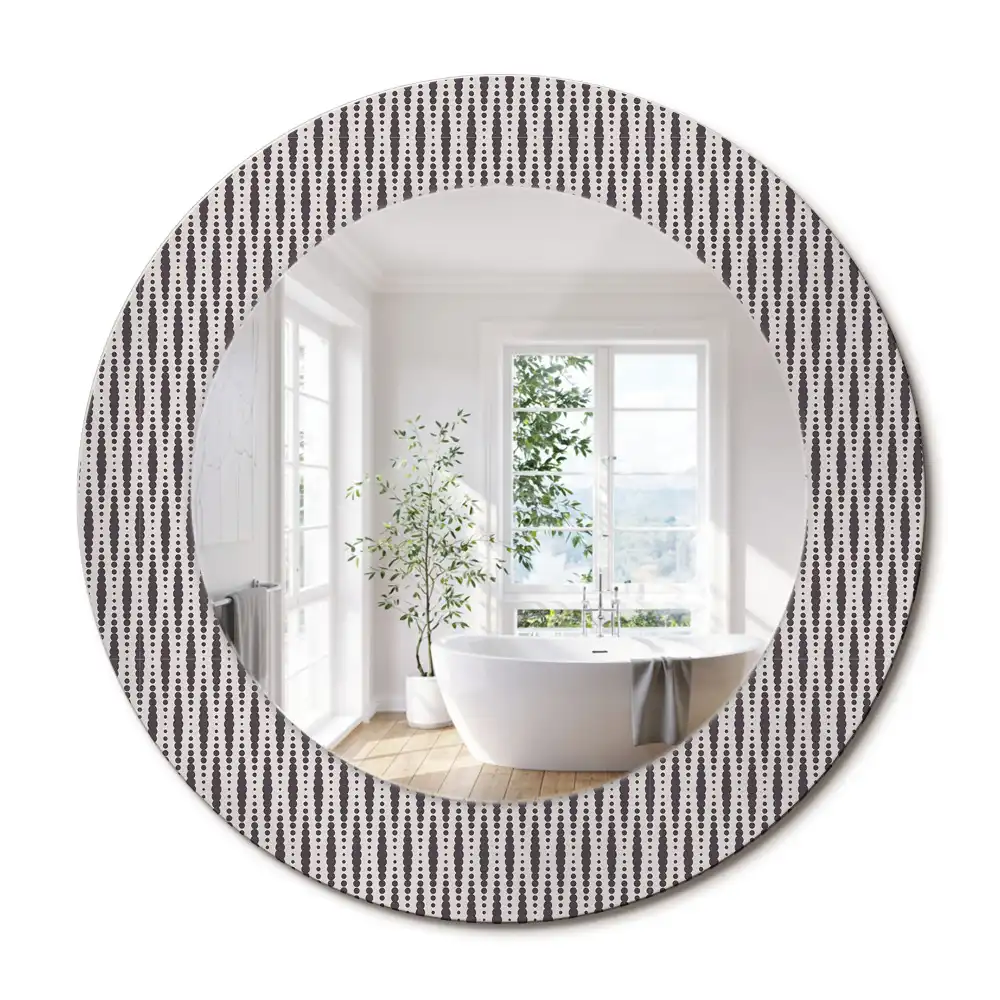 Miroir rond imprimé motif à pois géométriques