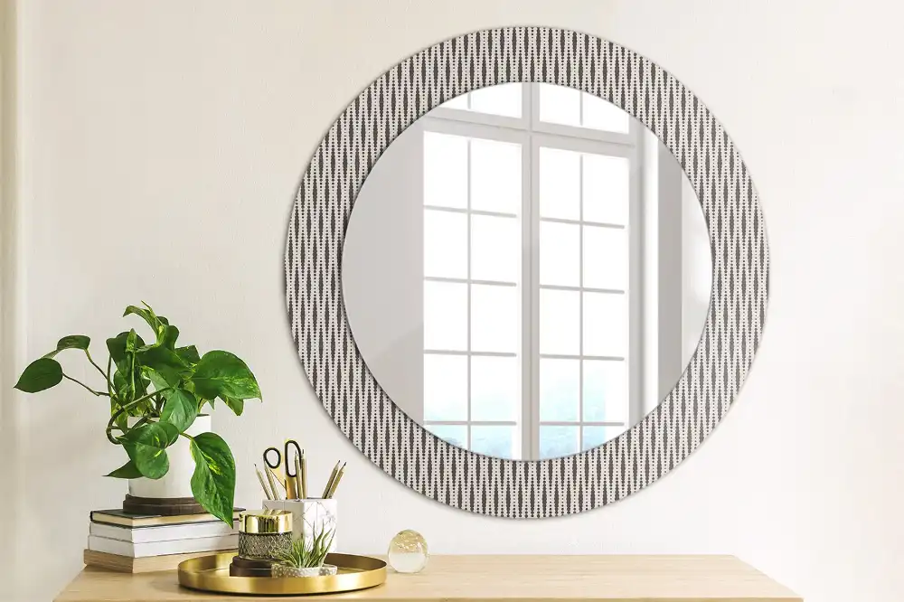 Miroir rond imprimé motif à pois géométriques