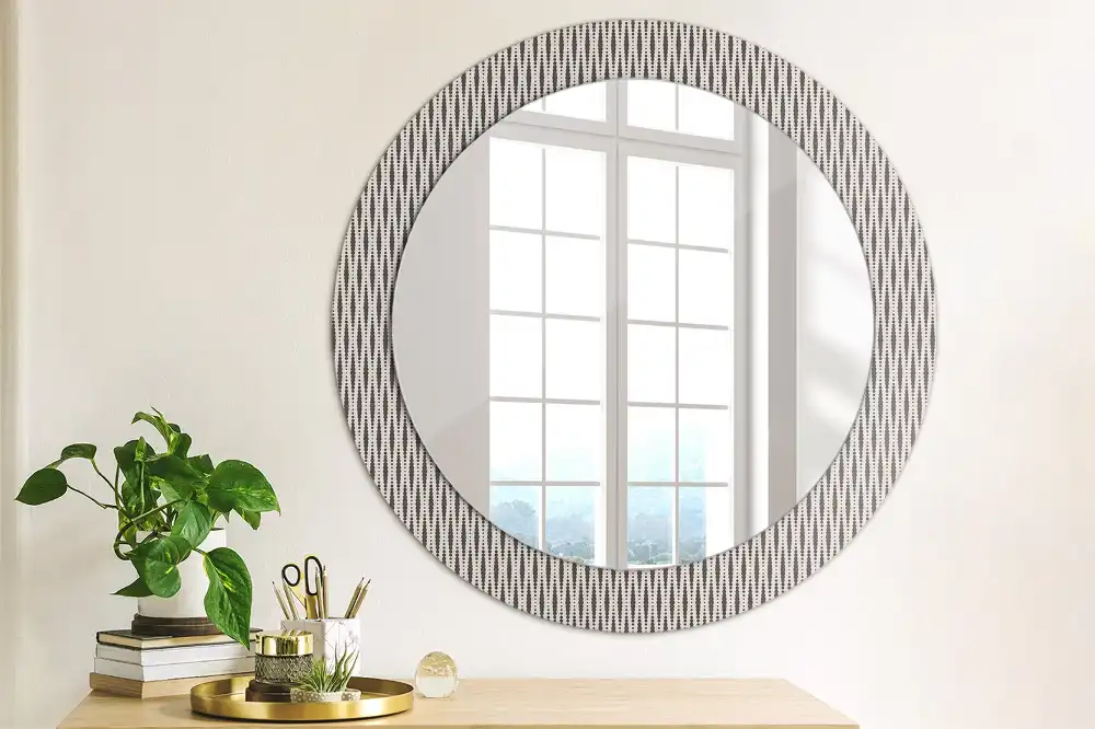 Miroir rond imprimé motif à pois géométriques