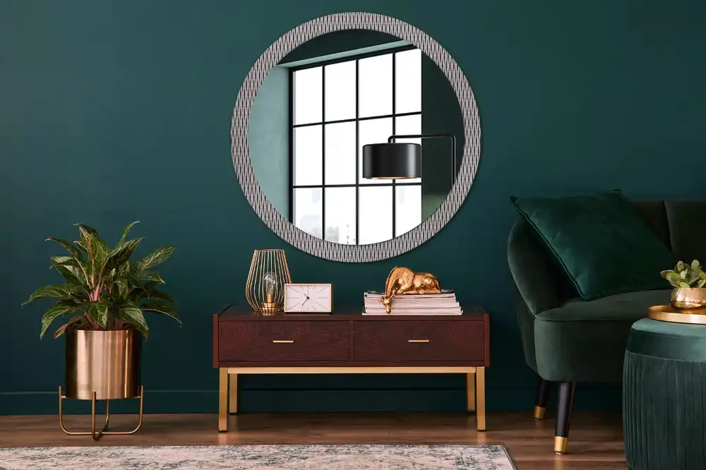 Miroir rond imprimé motif à pois géométriques