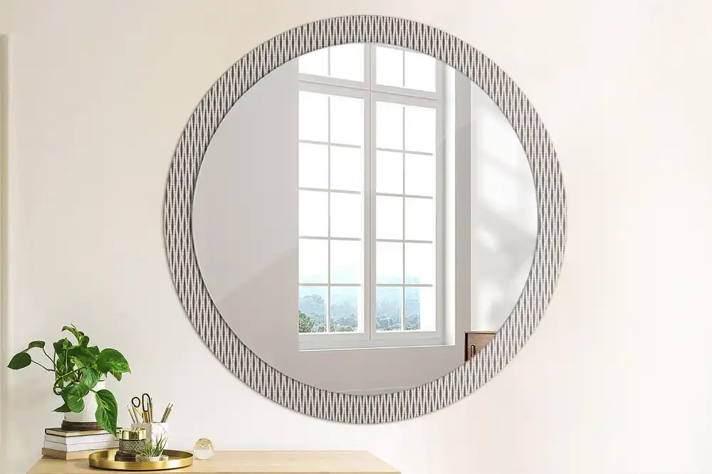 Miroir rond imprimé motif à pois géométriques