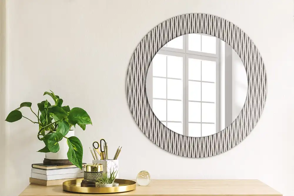 Miroir rond imprimé motif à pois géométriques