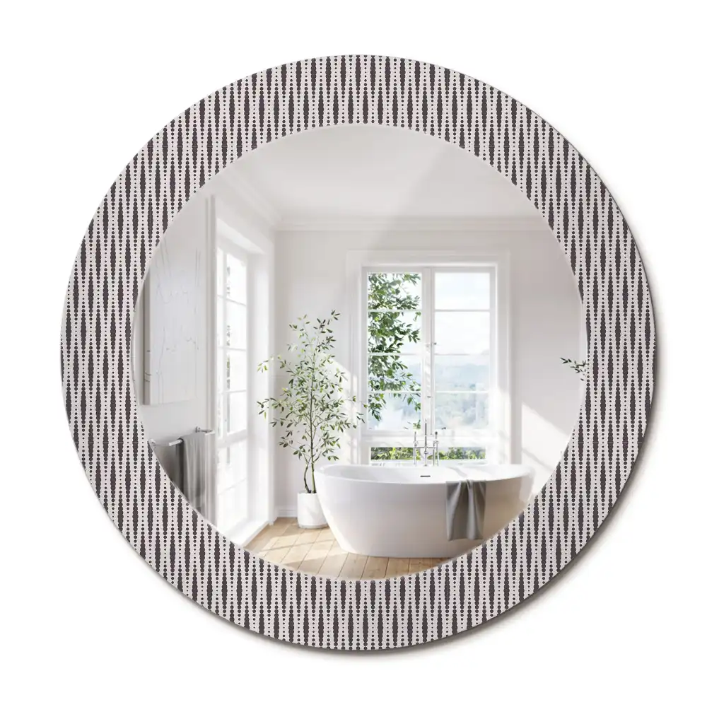 Miroir rond imprimé motif à pois géométriques
