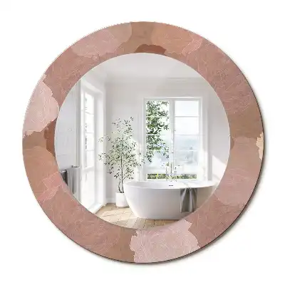 Miroir rond cadre avec impression composition de roses