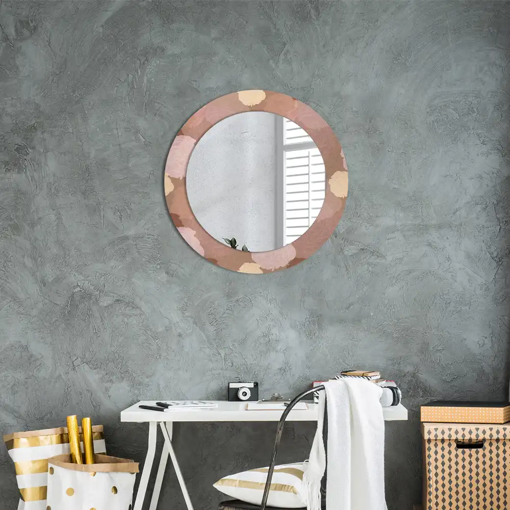 Miroir rond cadre avec impression composition de roses