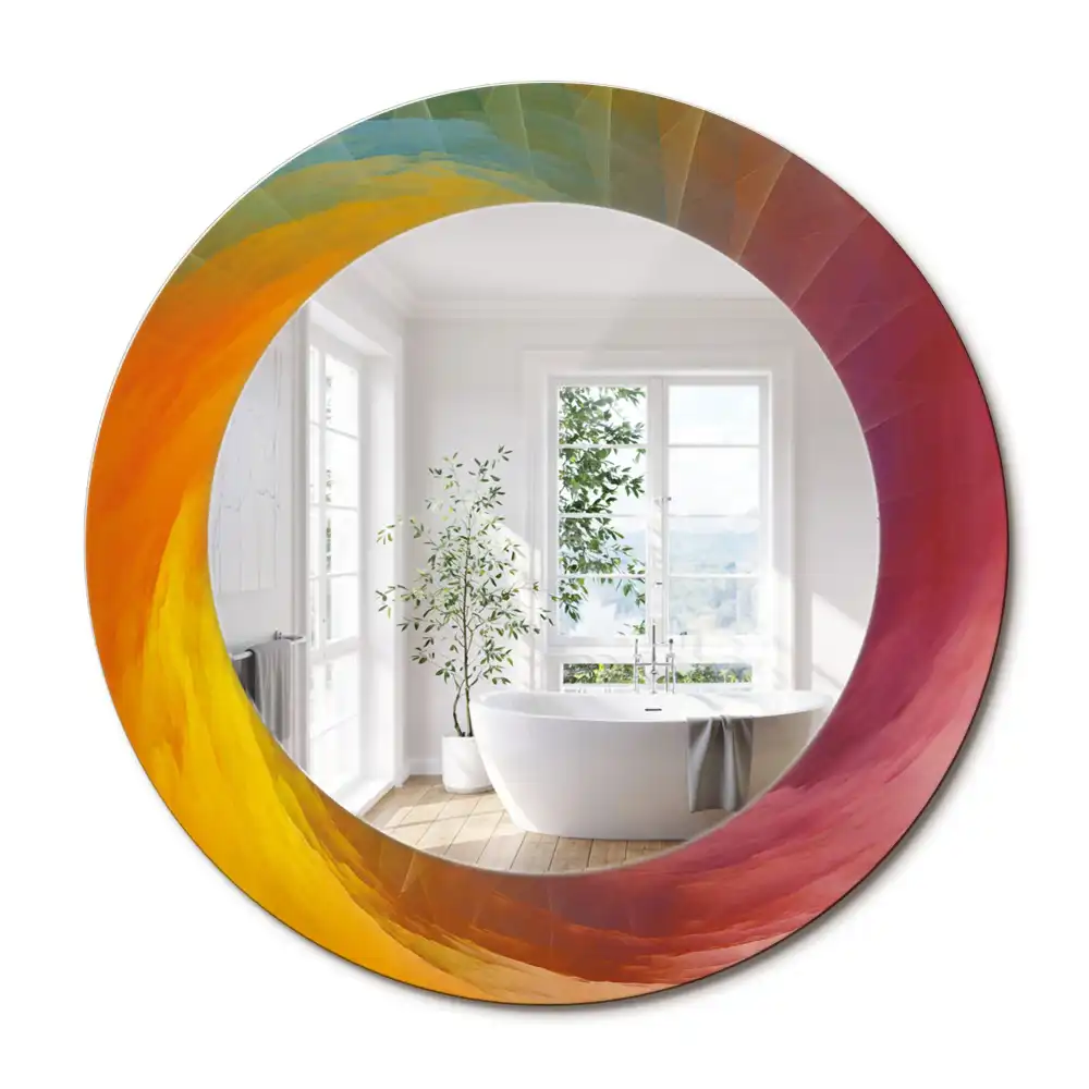 Miroir rond avec décoration palette de couleurs