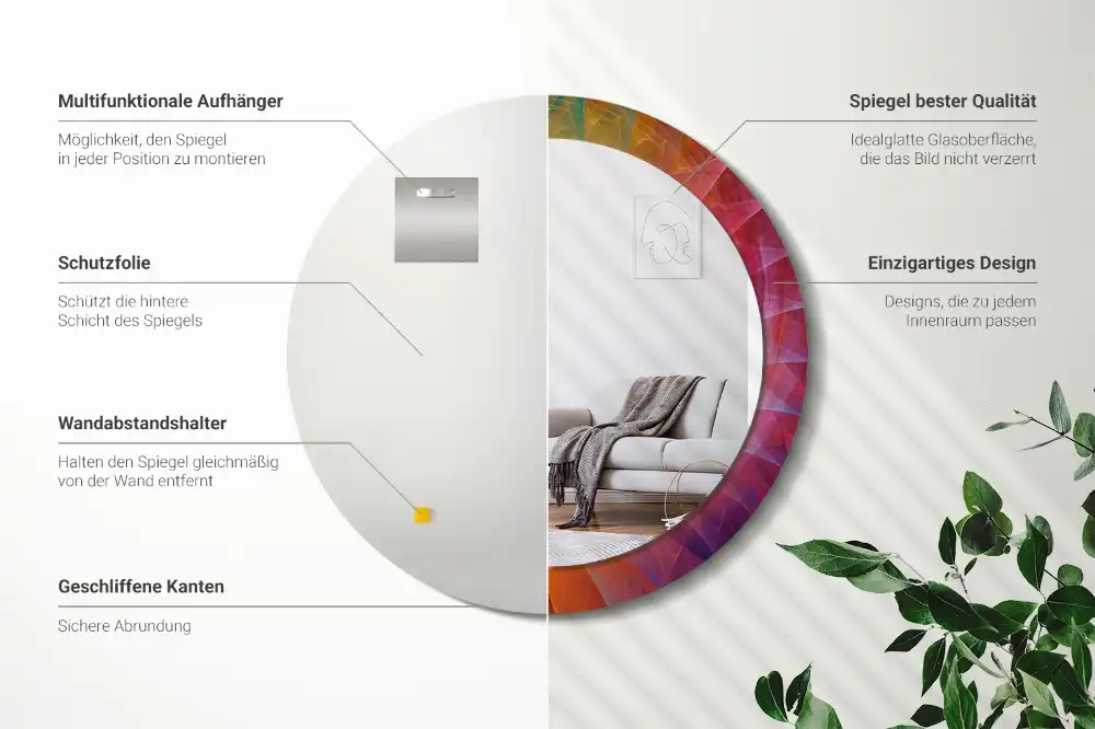 Miroir rond avec décoration palette de couleurs