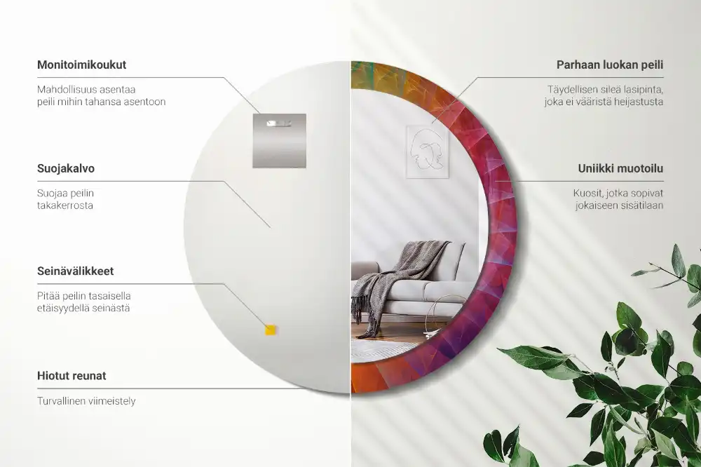 Miroir rond avec décoration palette de couleurs