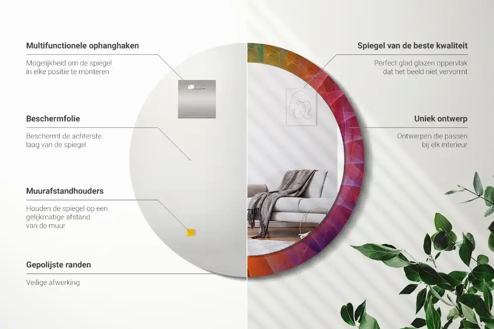 Miroir rond avec décoration palette de couleurs