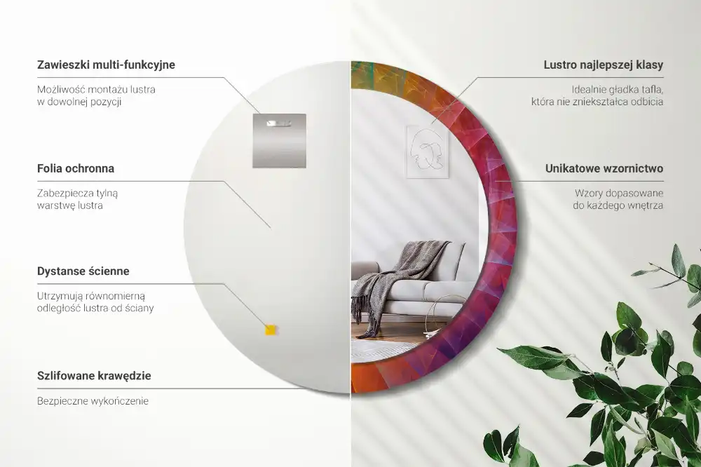 Miroir rond avec décoration palette de couleurs
