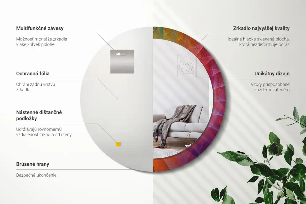 Miroir rond avec décoration palette de couleurs