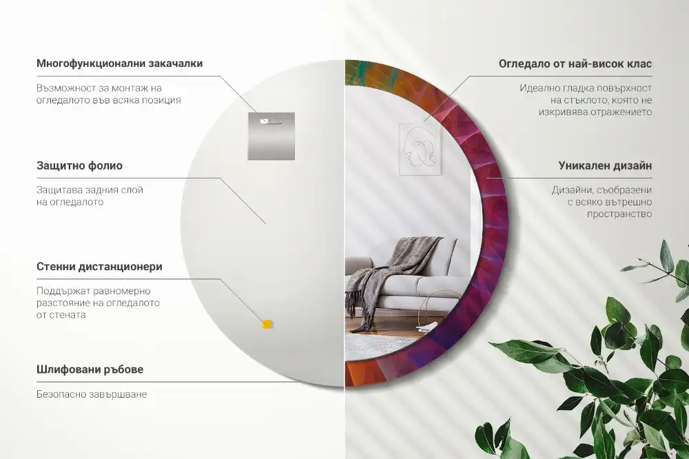 Miroir rond avec décoration palette de couleurs
