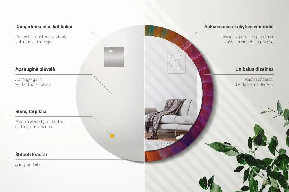 Miroir rond avec décoration palette de couleurs