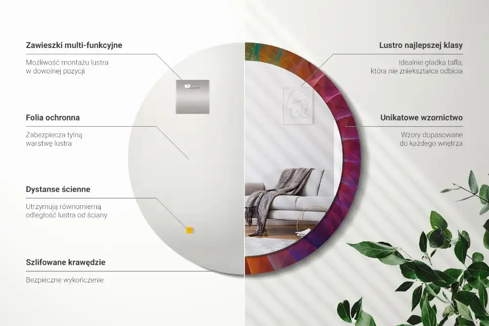 Miroir rond avec décoration palette de couleurs