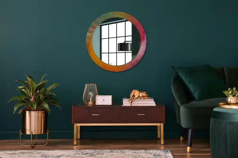 Miroir rond avec décoration palette de couleurs