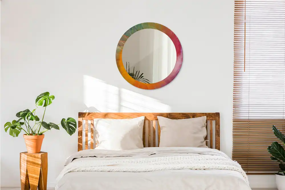 Miroir rond avec décoration palette de couleurs