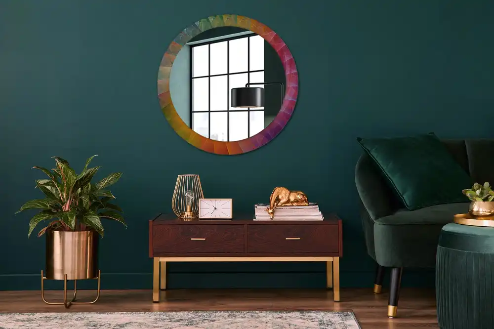 Miroir rond avec décoration palette de couleurs
