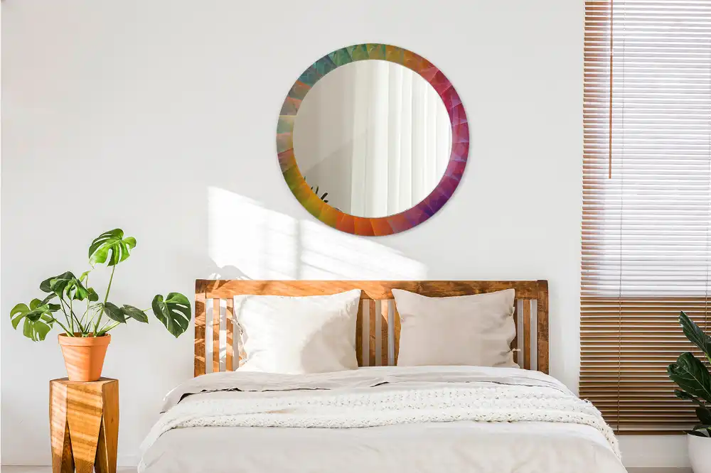 Miroir rond avec décoration palette de couleurs