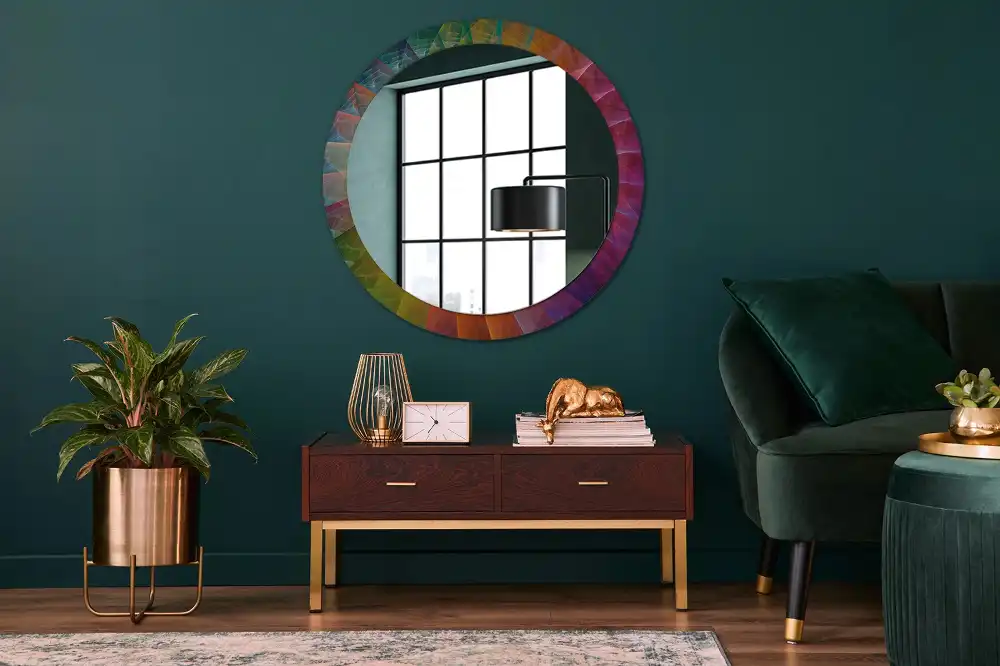 Miroir rond avec décoration palette de couleurs