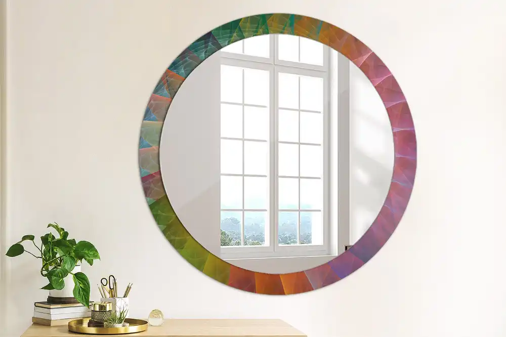 Miroir rond avec décoration palette de couleurs