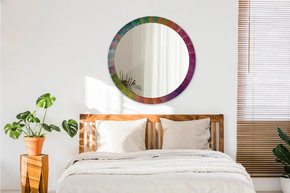 Miroir rond avec décoration palette de couleurs