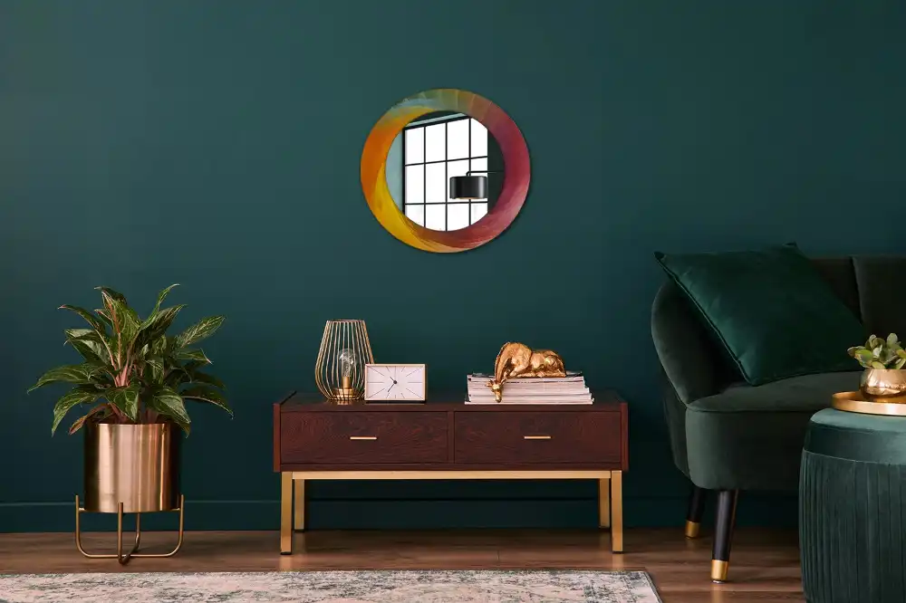 Miroir rond avec décoration palette de couleurs